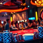 Experience the thrill of winning at xocdia88 with vibrant poker games and chips stacked high.